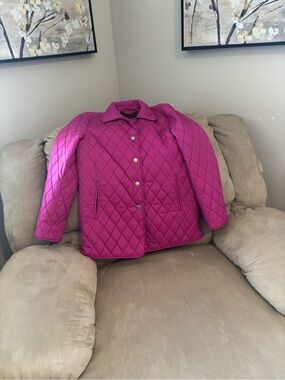 Coach Quilted Fuchsia Button-Front Utility Jacket